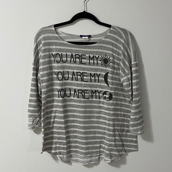 Grey & White Striped Graphic Maternity T-Shirt - Picture 2 of 5